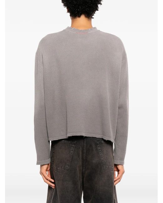 MOOJI MOOJI Gray Waffle-Knit Raw-Edge Sweater for men