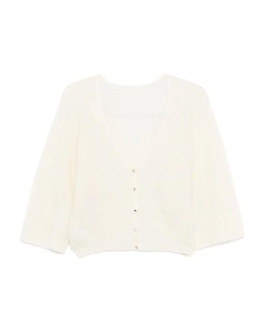 Ba&sh White Isaac Button-Front Cardigan
