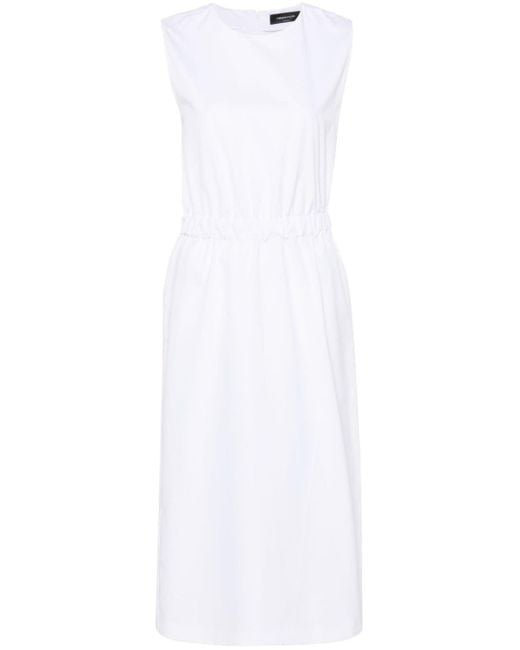 Fabiana Filippi White Sleeveless Poplin Midi Dress