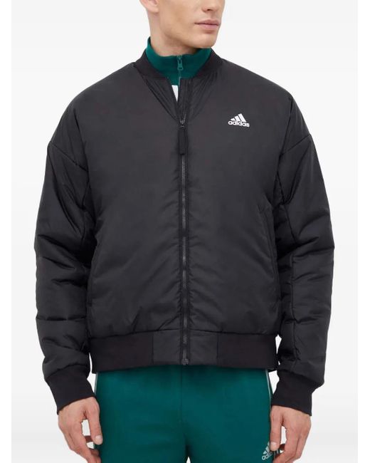 Adidas Blue Logo-Print Bomber Jacket for men