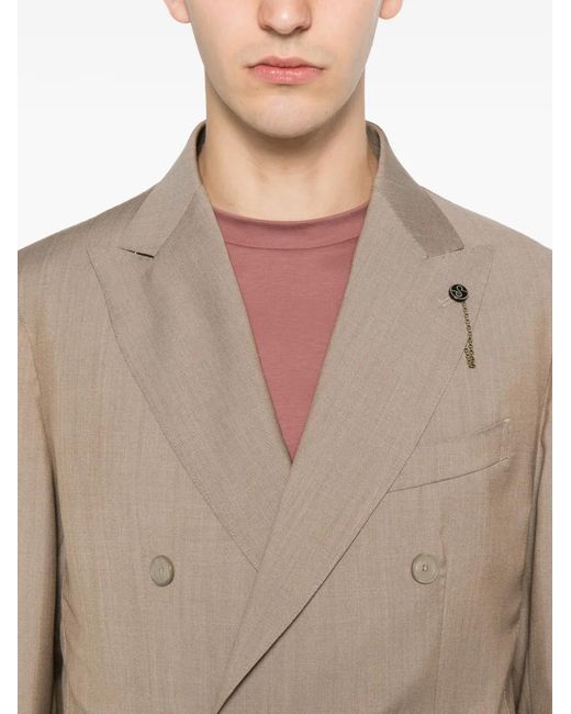 Santaniello Natural Double-Breasted Peak-Lapel Suit for men