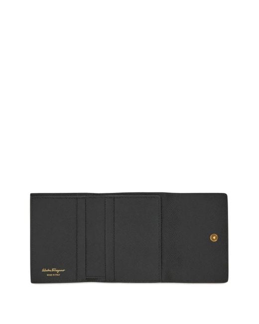 Ferragamo Black Grained Leather Trifold Wallet Accessories
