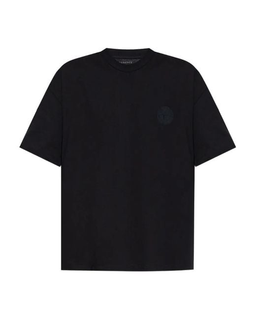 AllSaints Black Waved Logo-Detail Cotton T-Shirt for men