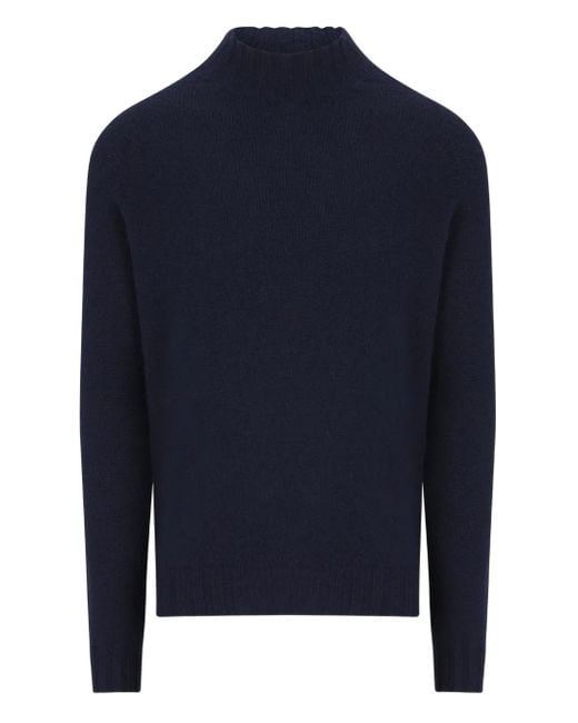 Tagliatore Geribbelde Kasjmier Coltrui Met Hoge Kraag in het Blue voor heren