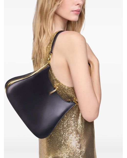 Rabanne Black Medium Ring Leather Shoulder Bag