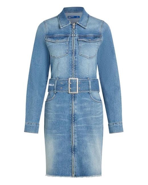 Karl Lagerfeld Blue Jeanskleid Mit Gürtel