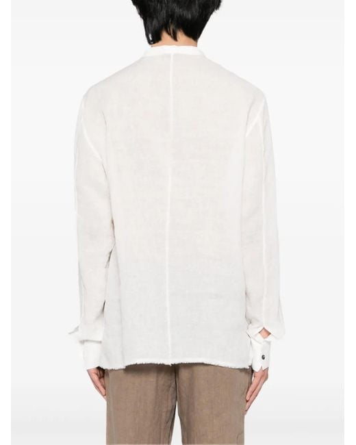 Label Under Construction Linen Shirt in White for Men | Lyst