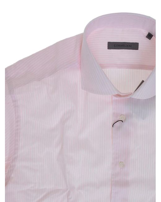 Corneliani Purple Striped French-Collar Shirt for men