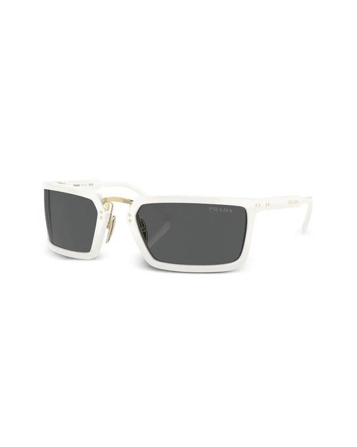 Prada Gray Logo-Engraved Square-Frame Sunglasses for men