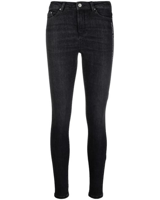 Karl Lagerfeld Black Logo-Print Skinny Jeans