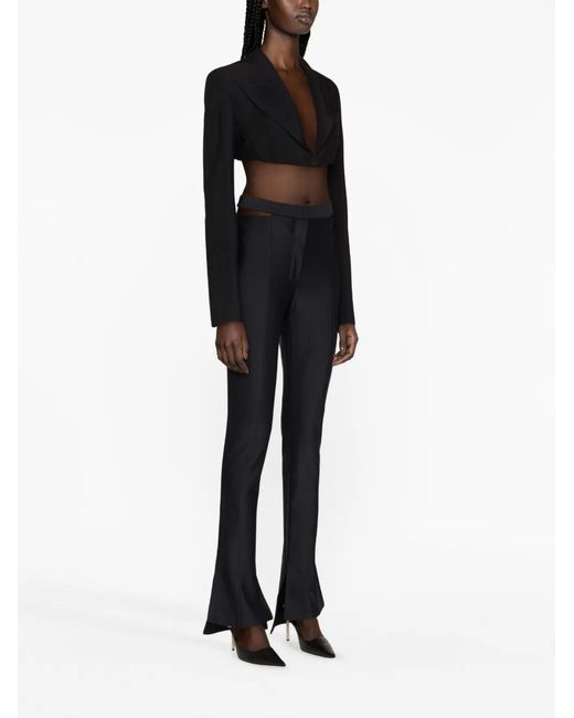 Mugler Black Cropped Twill Blazer