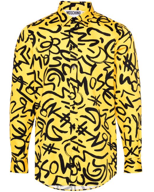 Moschino Overhemd Met Logoprint in het Yellow voor heren