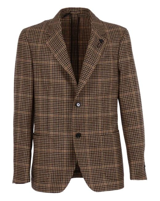 Chaqueta de lana con motivo pied de poule Lardini de hombre de color Brown