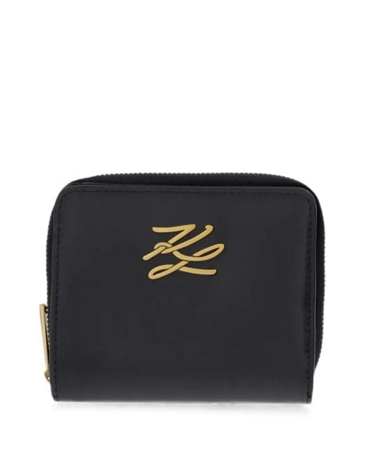 Karl Lagerfeld Black Logo-Plaque Bifold Wallet