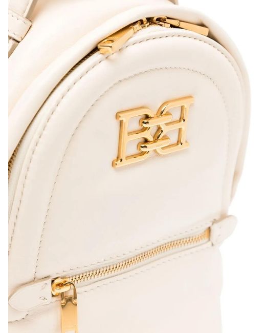 Bally White Leather Logo Backpack