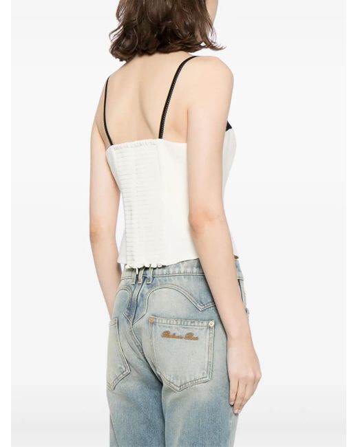 Reformation White Melanie Sweetheart Neck Top