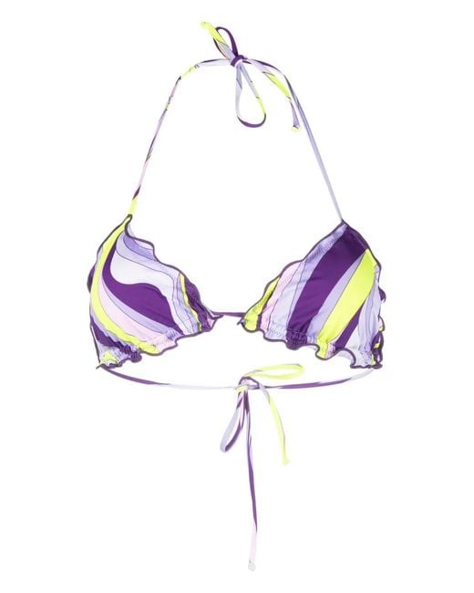 Mc2 Saint Barth Purple Sagittarius Ruffled Bikini Top