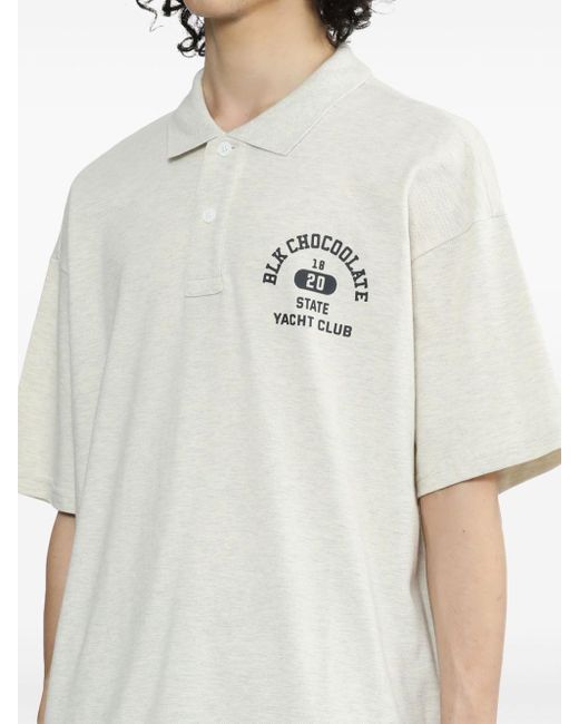 Chocoolate White Logo-print Cotton Polo Shirt for men