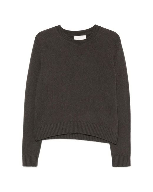 Lisa Yang Black Mable Ribbed-Trim Sweater