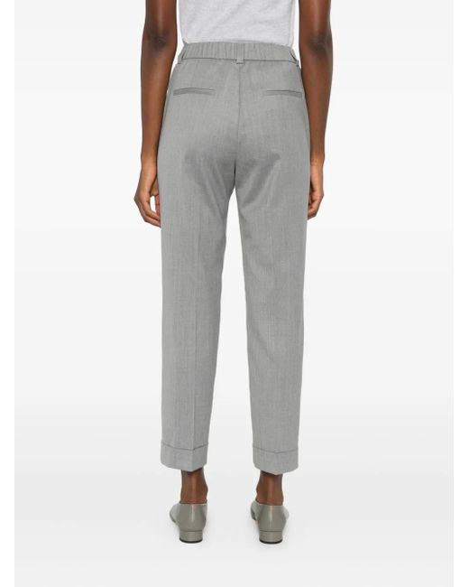 Peserico Gray Cuffed Straight Trousers