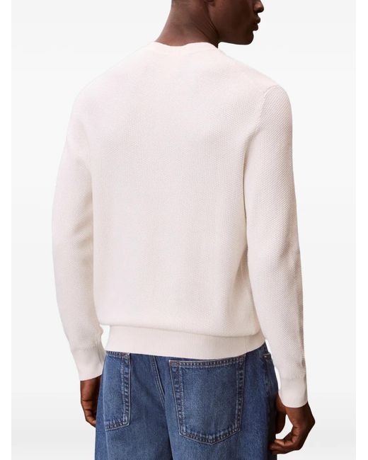 Calvin Klein White Crew-Neck Sweater for men