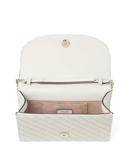 Jimmy Choo White Avenue Curve Quilted-Leather Clutch Bag