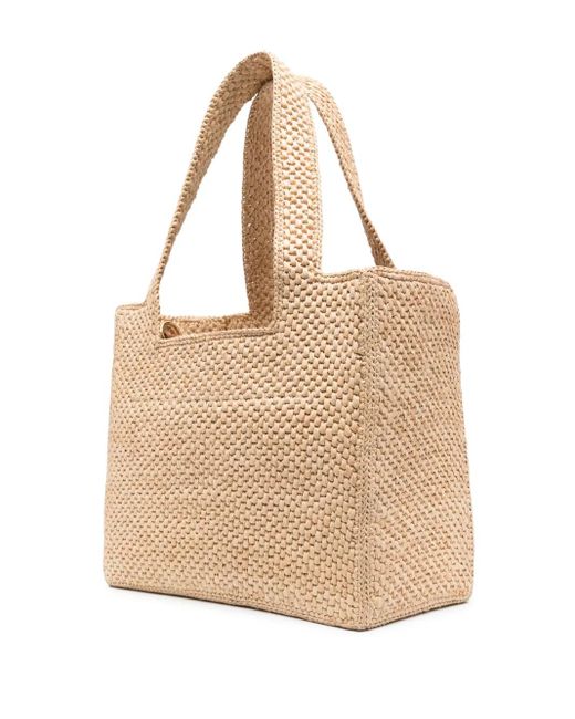 Loewe Natural Medium Font Raffia Tote
