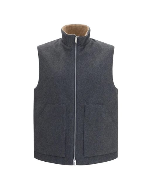 Lardini Gray High-Neck Zip-Up Gilet for men