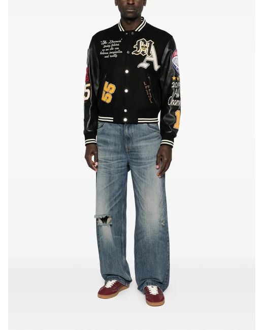 Amiri Black Varsity Patch Jacket for men