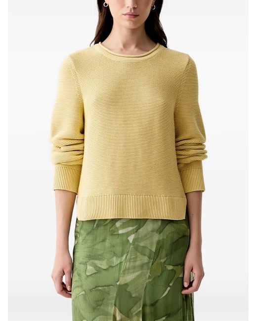 Barbour Yellow Fawley Textured-Knit Long-Sleeved Sweater