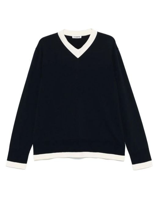 Jil Sander Trui Met V-Hals in het Blue voor heren