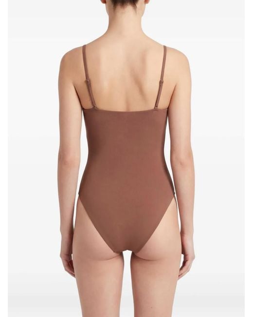 Christopher Esber Brown Arced Ruched Swimsuit