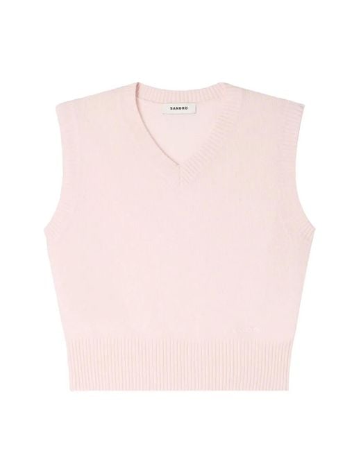 Sandro Pink V-Neck Sleeveless Top