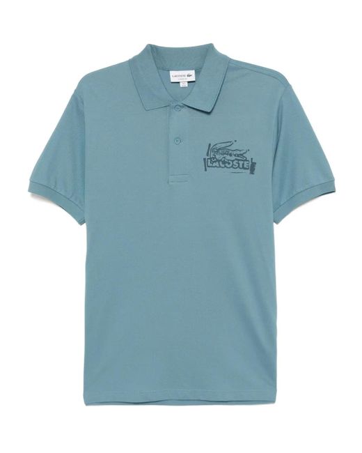 メンズ Lacoste プリント ポロシャツ Blue