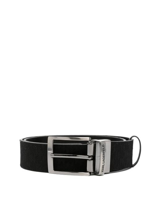 Karl Lagerfeld White Monogram-Pattern Belt for men
