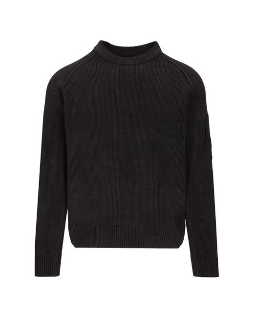 C P Company Black Lens-Detail Cotton Sweater for men