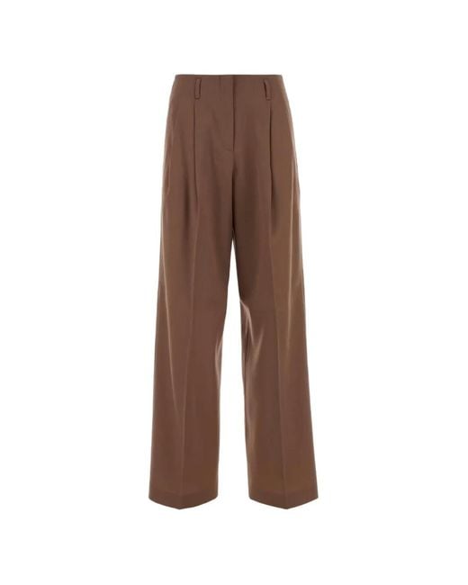 Golden Goose Deluxe Brand Brown Wide-Leg Pleated Trousers