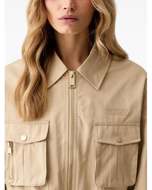 Guess Blue Elasticated-Waistband Flap-Pocket Jacket