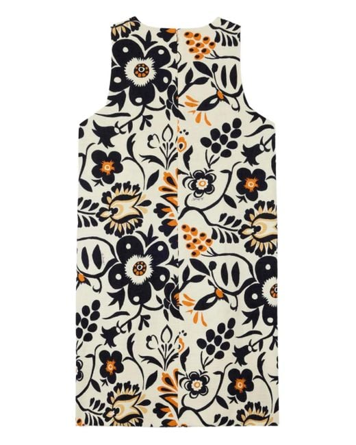 LaDoubleJ White Racer Floral-Print Mini Dress