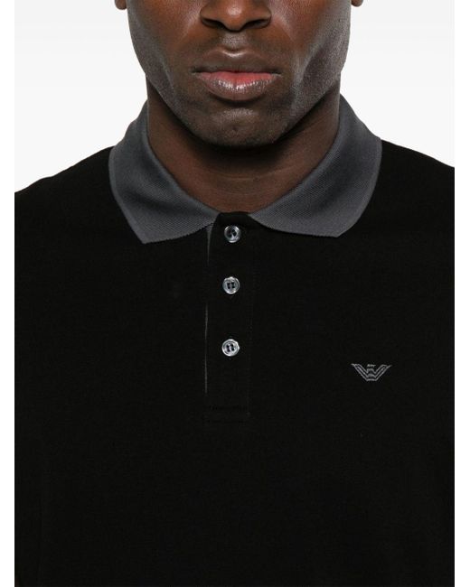Emporio Armani Black Logo Cotton Polo Shirt for men