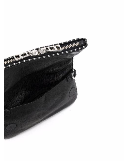Zadig & Voltaire Rock Nano Studded Suede Clutch Bag in Black