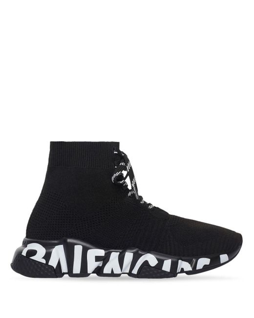 Balenciaga Black Speed Graffiti Sock Sneakers