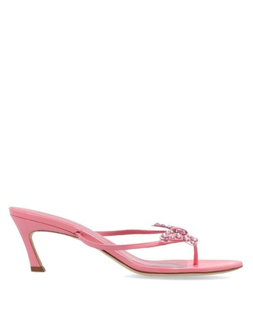 Blumarine Pink 70mm Butterfly Thong Sandals