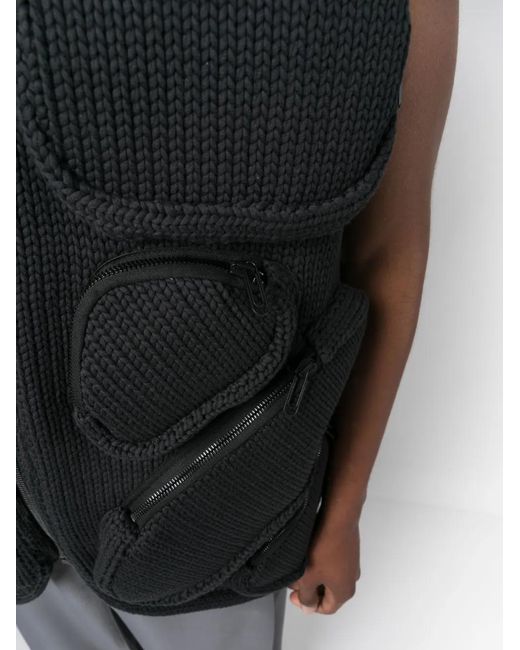 Off-White c/o Virgil Abloh Black Multipockets Waffle-Knit Gilet for men