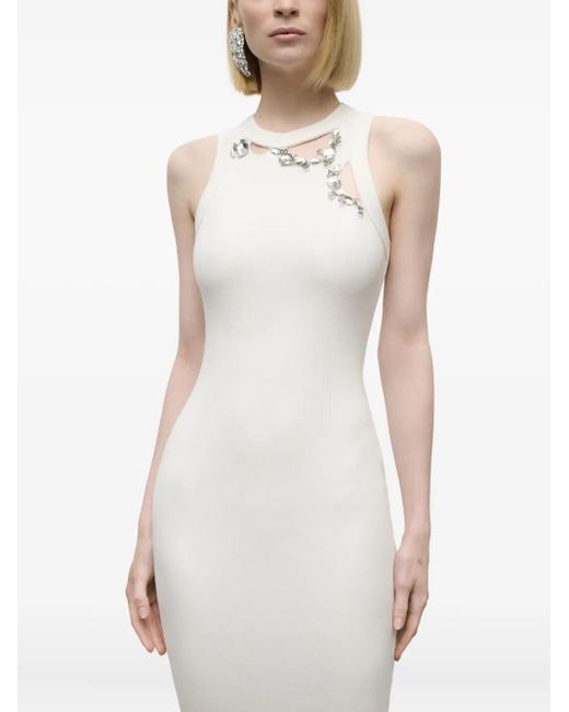 Area Ribgebreide Jurk Verfraaid Met Kristallen in het White
