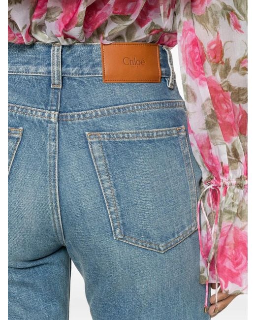 Chloé Blue Pocket Logo-Patch Jeans