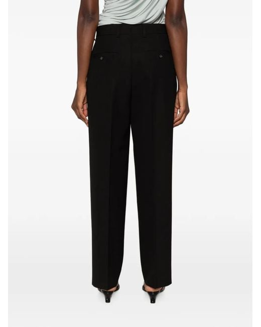 Totême Black Pleated Straight-Leg Trousers