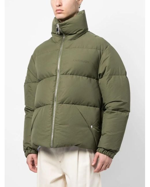 Khrisjoy Green Logo-Print Padded Jacket for men