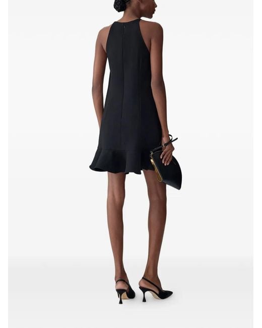 Carolina Herrera Black Ruffle-Hem Mini Dress