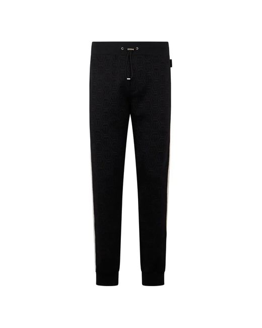 Philipp Plein Black Pantalon De Jogging À Motif Monogrammé En Jacquard for men